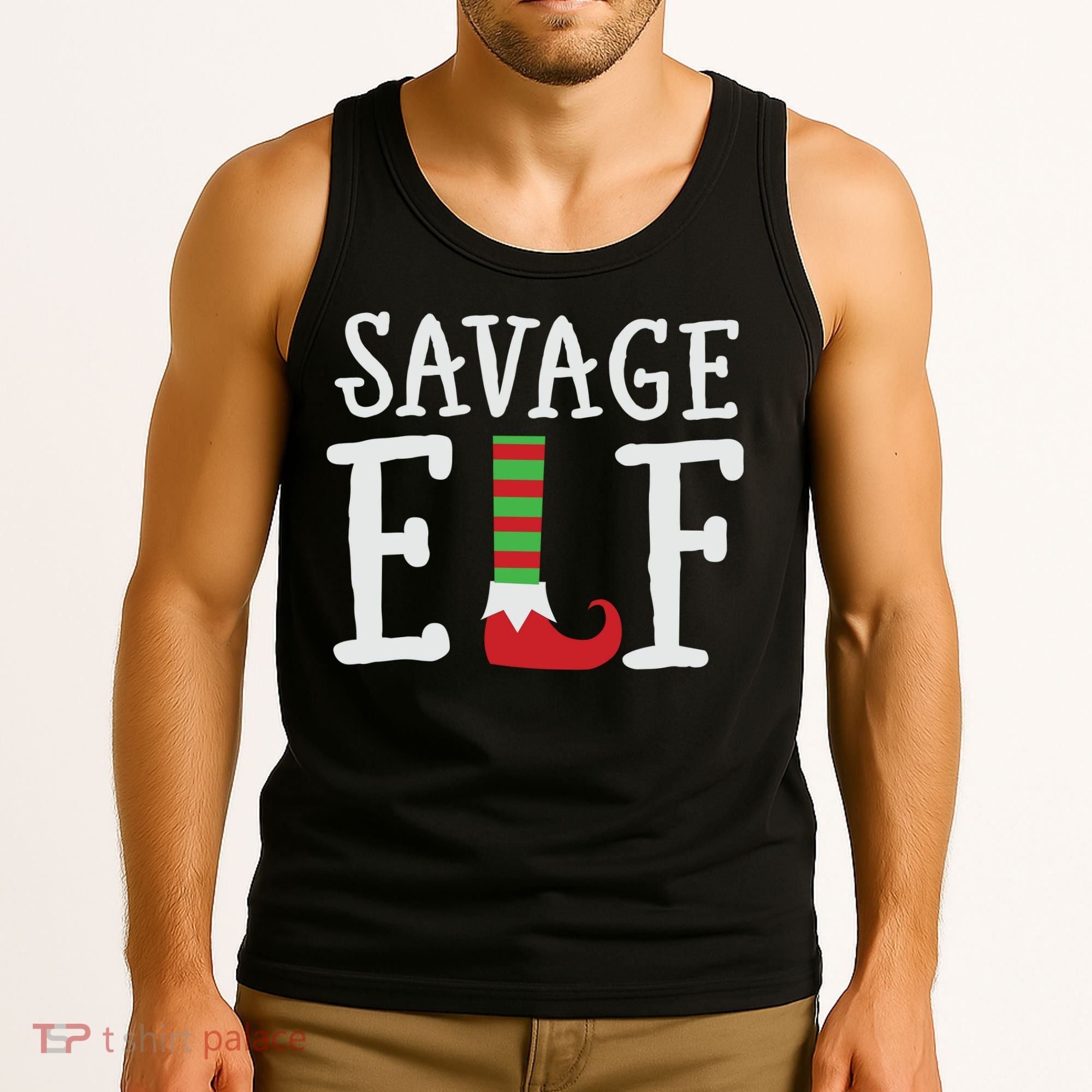 Christmas Savage ELF Xmas Tank Top