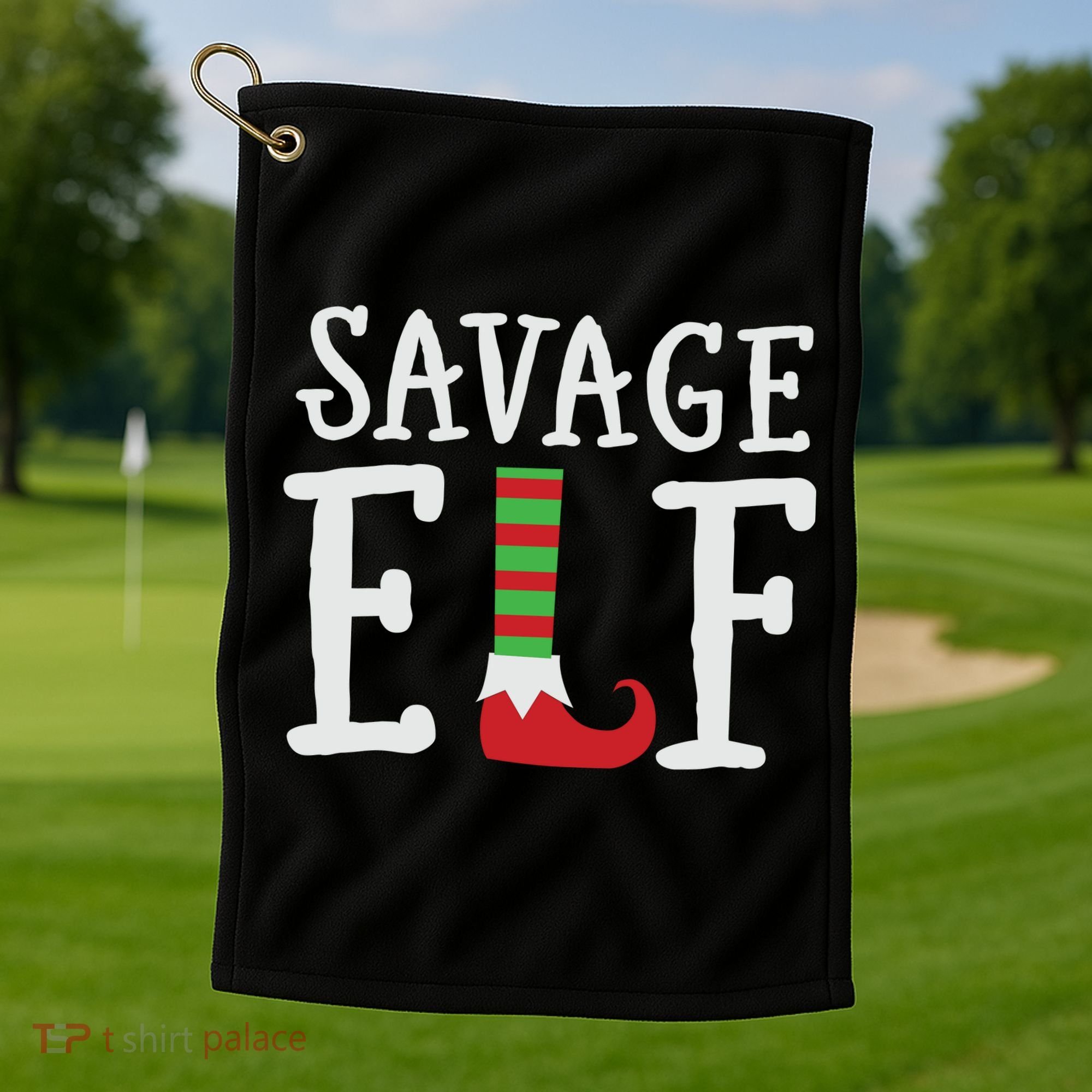 Christmas Savage ELF Xmas Golf Towel