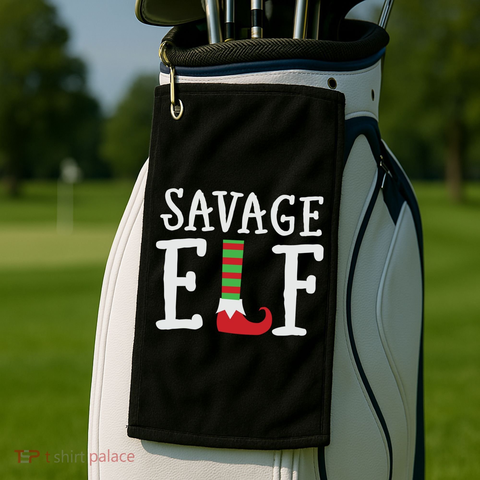Christmas Savage ELF Xmas Golf Towel