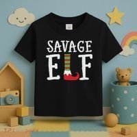 Christmas Savage ELF Xmas Toddler T-Shirt thumb 3
