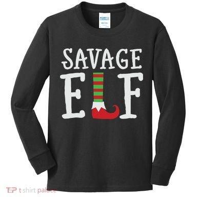 Christmas Savage ELF Xmas Kids Long Sleeve Shirt
