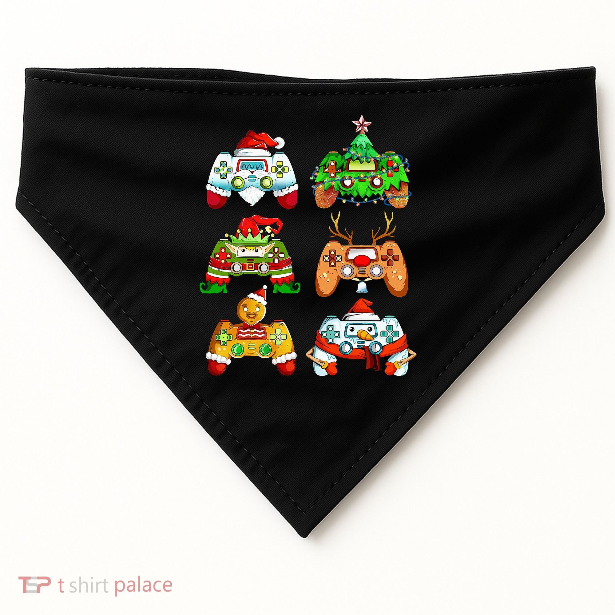Christmas Santa Elf Gaming Controllers Snowman  USA-Made Doggie Bandana