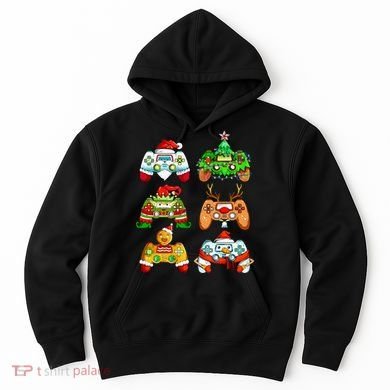 Christmas Santa Elf Gaming Controllers Snowman  Hoodie