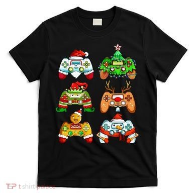 Christmas Santa Elf Gaming Controllers Snowman  T-Shirt