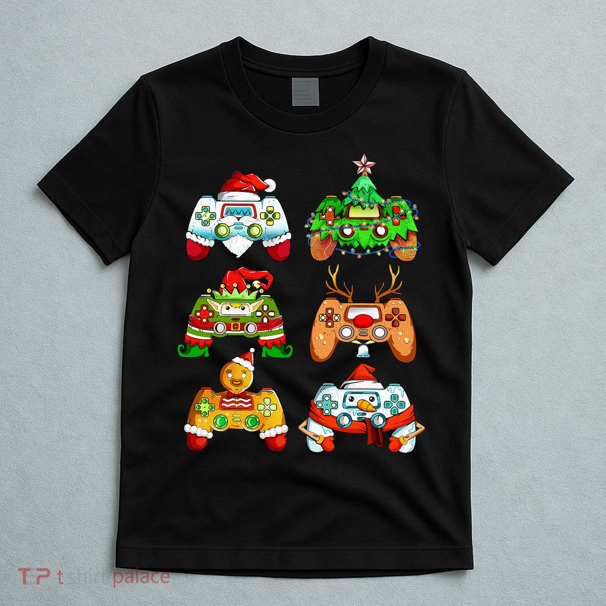 Christmas Santa Elf Gaming Controllers Snowman  T-Shirt