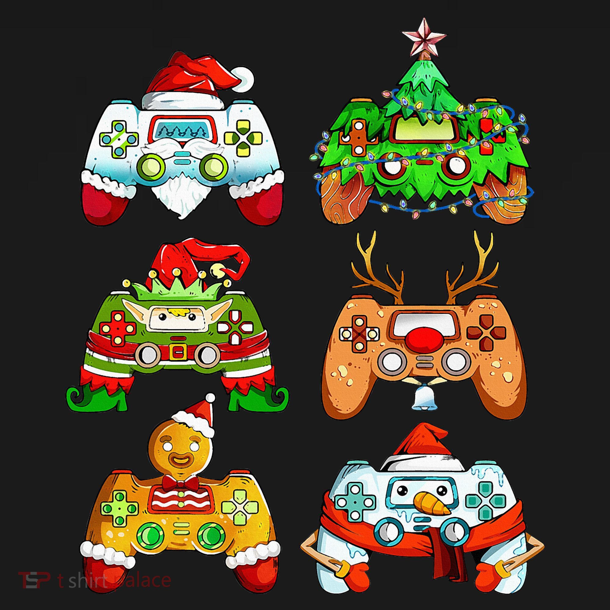 Christmas Santa Elf Gaming Controllers Snowman  Bucket Hat