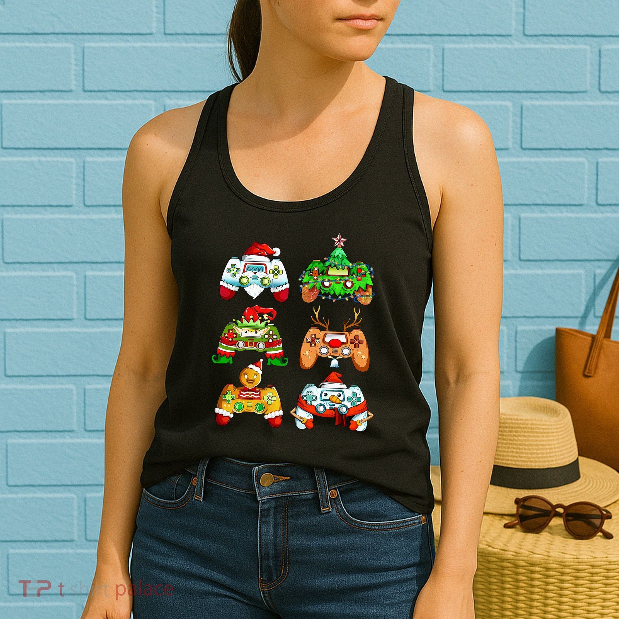 Christmas Santa Elf Gaming Controllers Snowman  Women's Tank Top