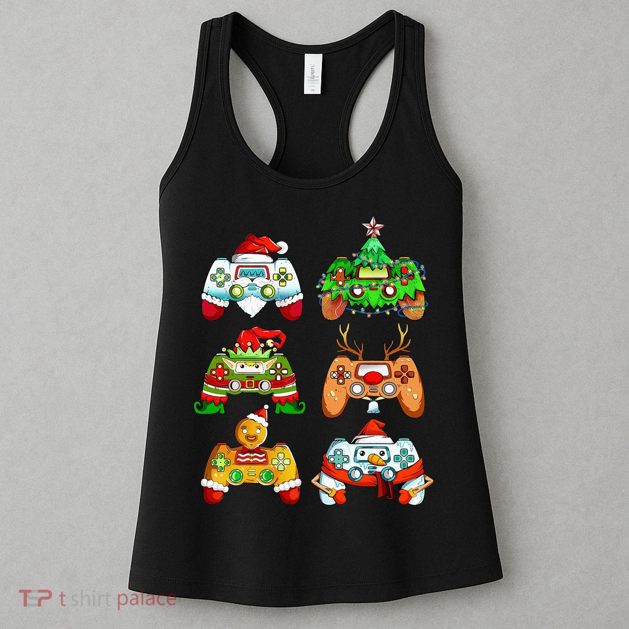 Christmas Santa Elf Gaming Controllers Snowman  Women's Tank Top
