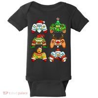 Christmas Santa Elf Gaming Controllers Snowman  Baby Bodysuit thumb 0