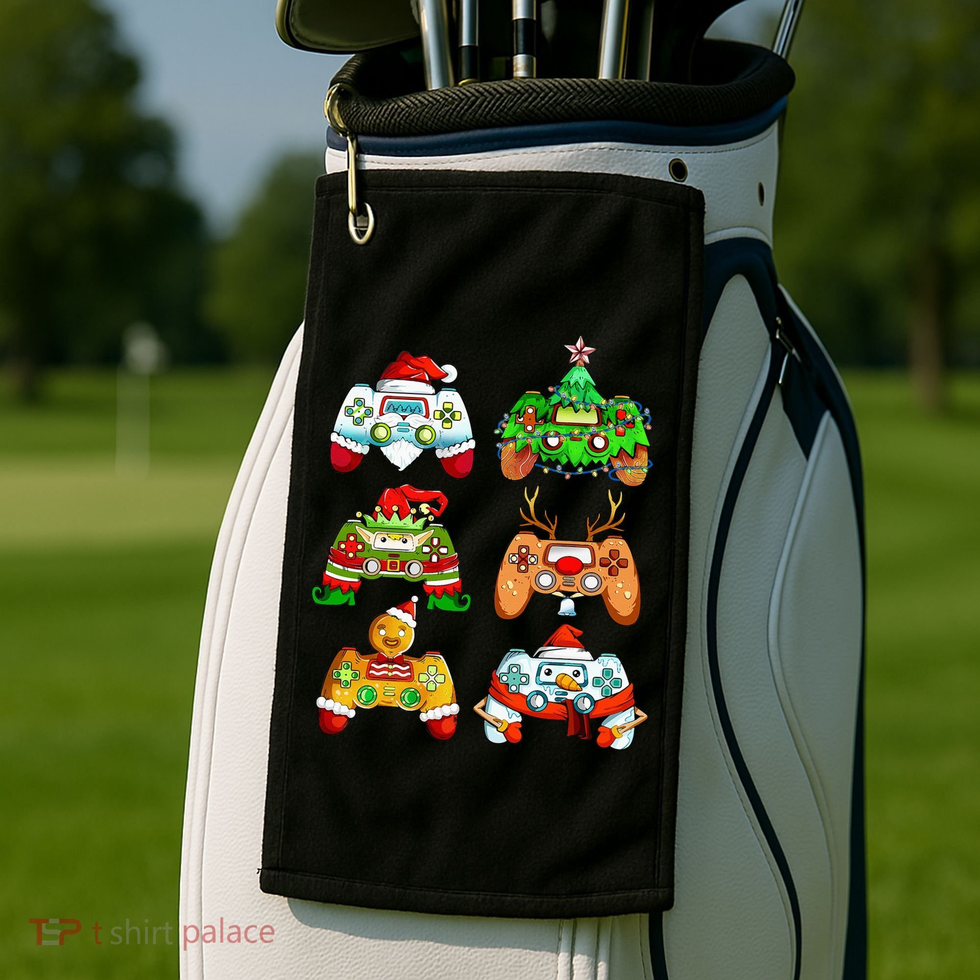 Christmas Santa Elf Gaming Controllers Snowman  Golf Towel