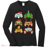 Christmas Santa Elf Gaming Controllers Snowman  Women's Long Sleeve Shirt thumb 0