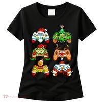 Christmas Santa Elf Gaming Controllers Snowman  Women's T-Shirt thumb 0