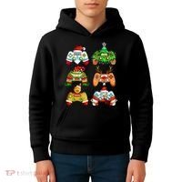 Christmas Santa Elf Gaming Controllers Snowman  Kids Hoodie thumb 4