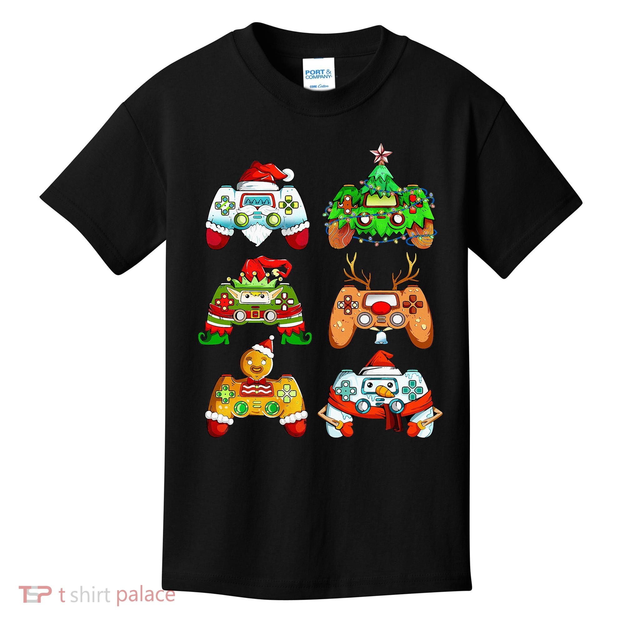 Christmas Santa Elf Gaming Controllers Snowman  Kids T-Shirt