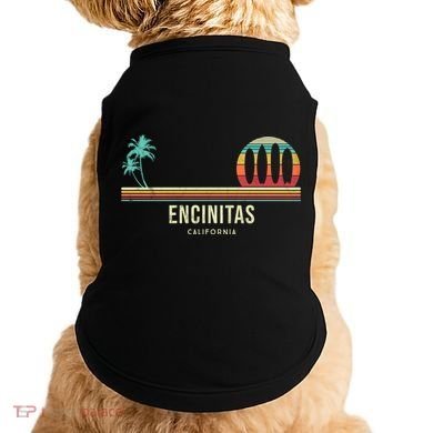 California Surf Encinitas Vintage Surf Board Surfer Meaningful Gift Doggie Tank