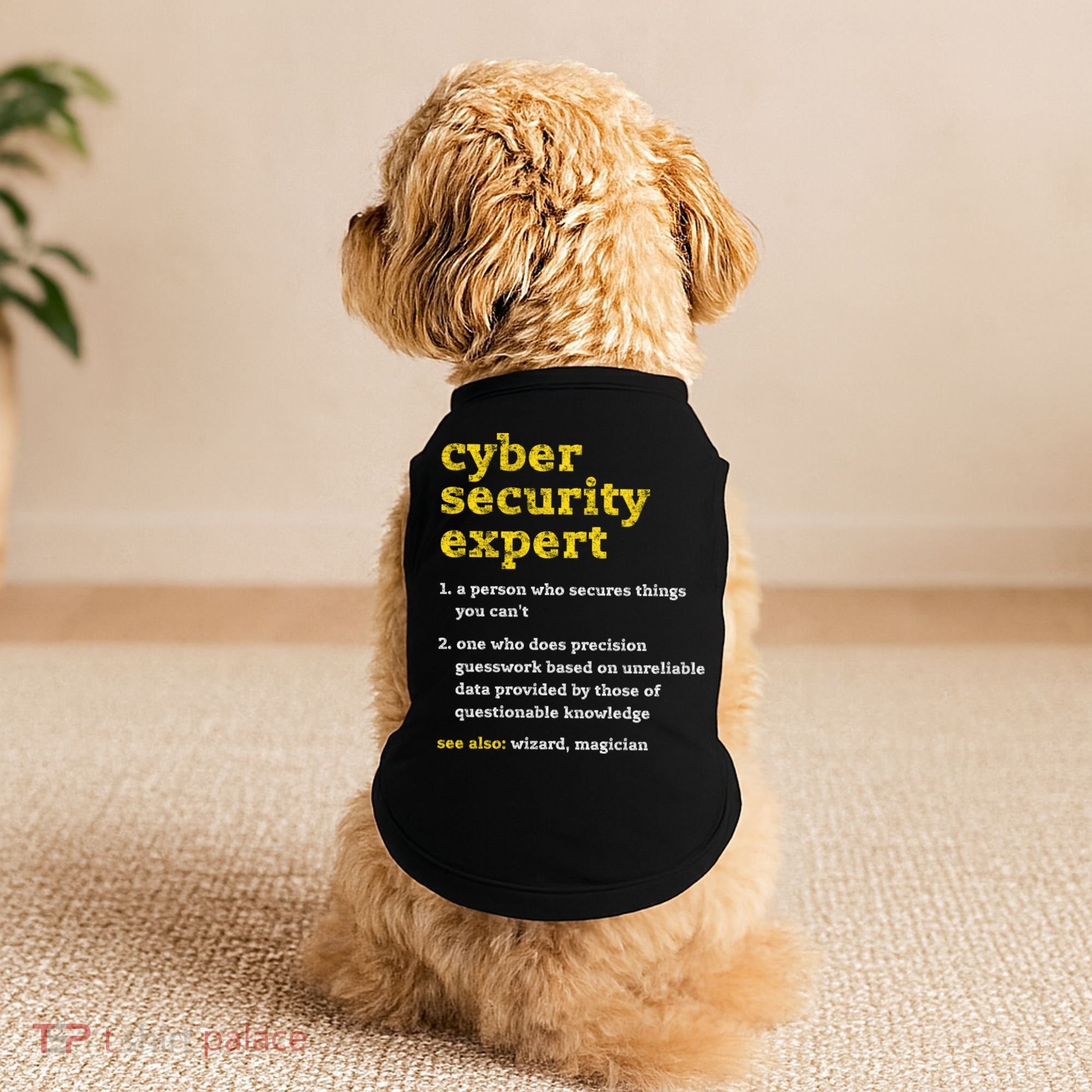 Cyber Security Expert Definition Distressed Computer Geek Gift Doggie Tank
