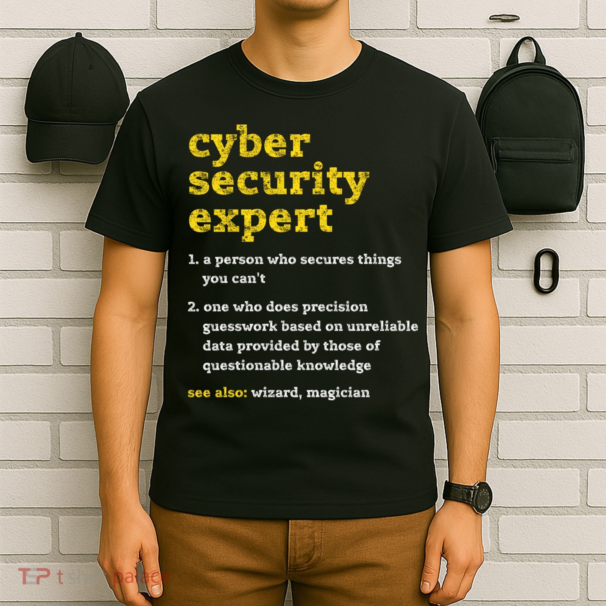 Cyber Security Expert Definition Distressed Computer Geek Gift T-Shirt