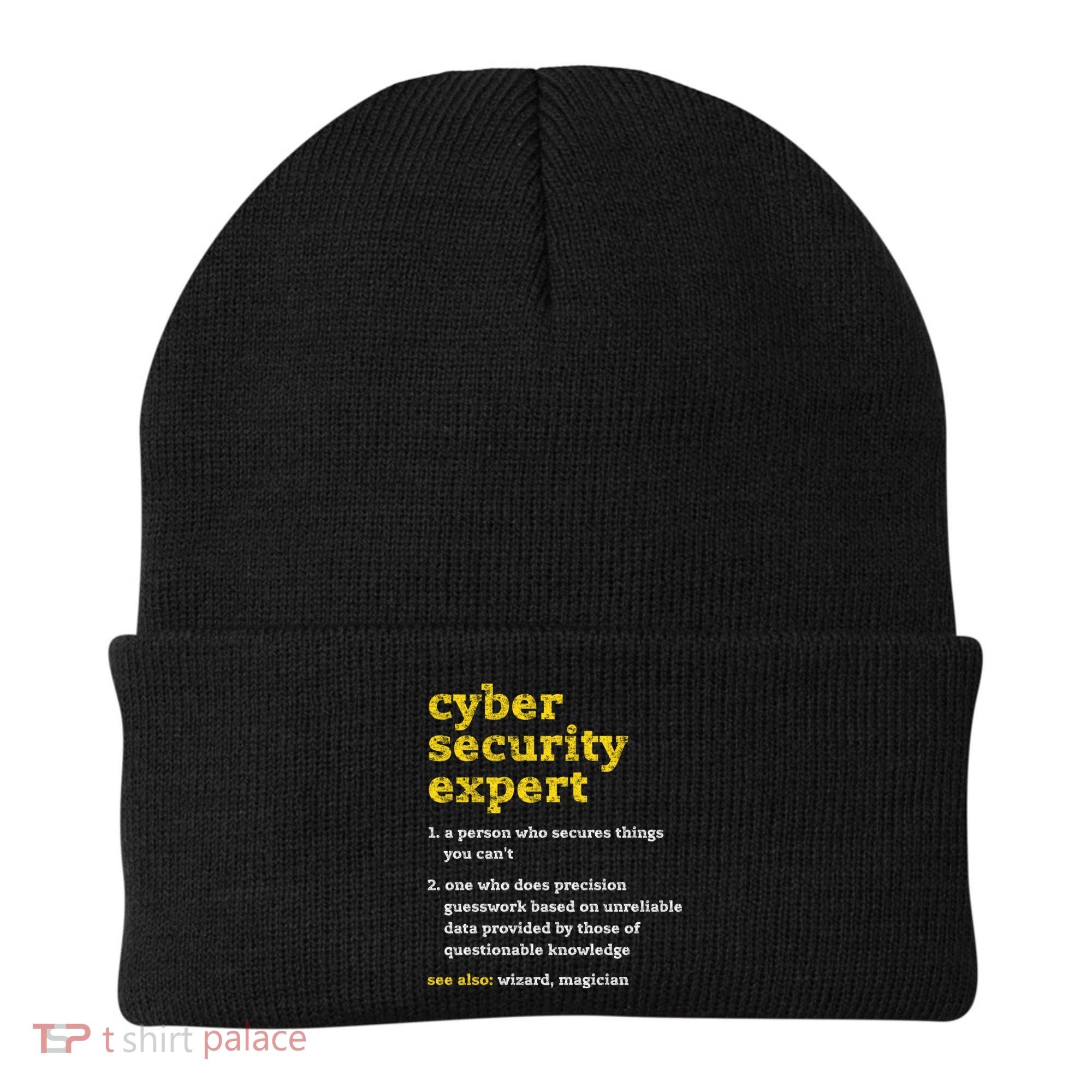 Cyber Security Expert Definition Distressed Computer Geek Gift Beanie