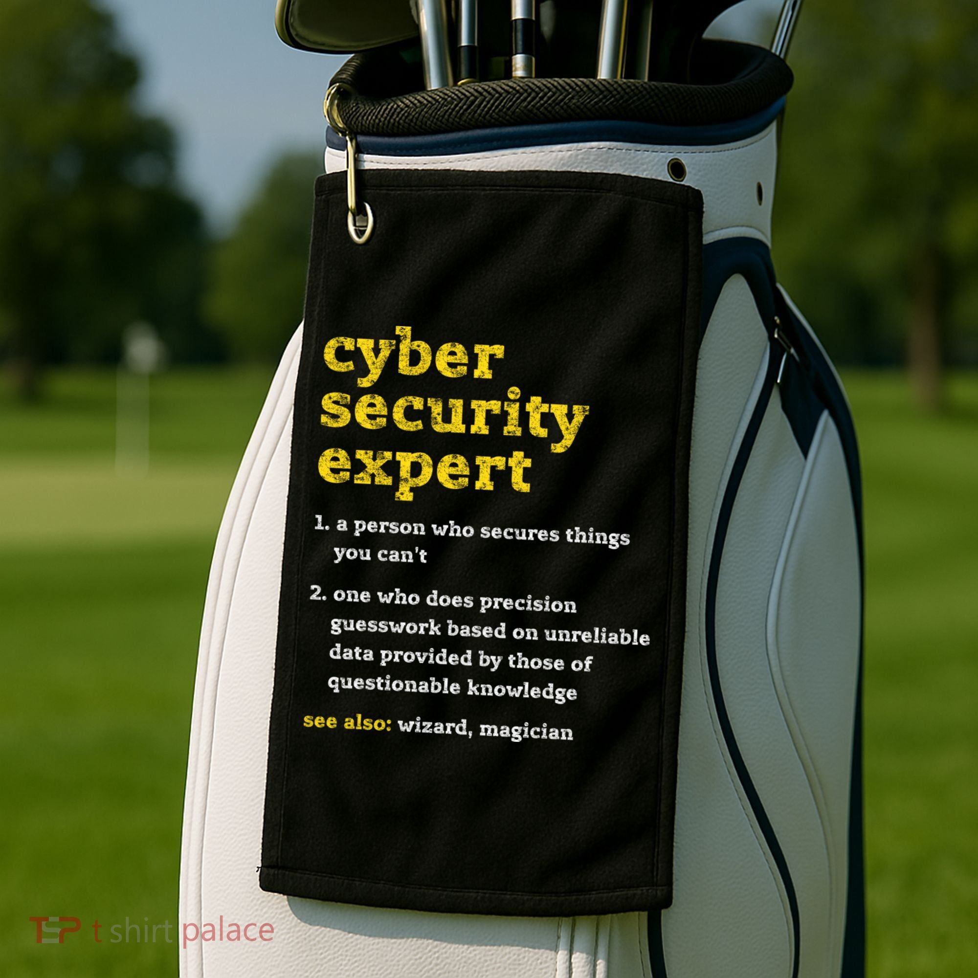 Cyber Security Expert Definition Distressed Computer Geek Gift Golf Towel