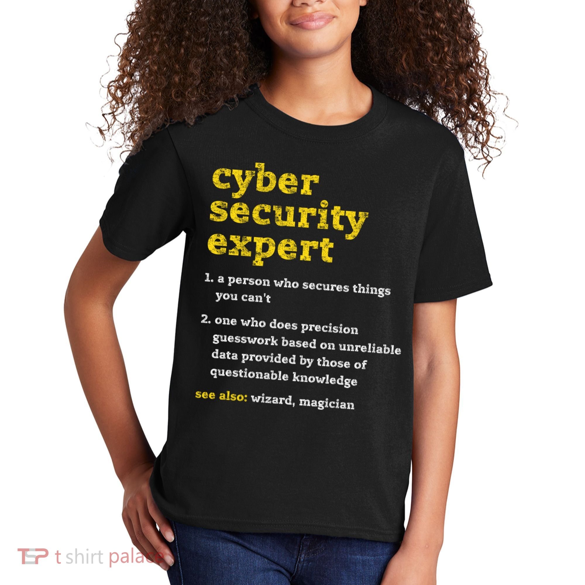 Cyber Security Expert Definition Distressed Computer Geek Gift Kids T-Shirt