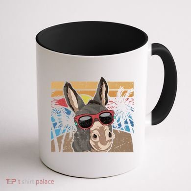 Cool Sunglasses Farm Animal Tropical Retro Donkey Gift Coffee Mug back
