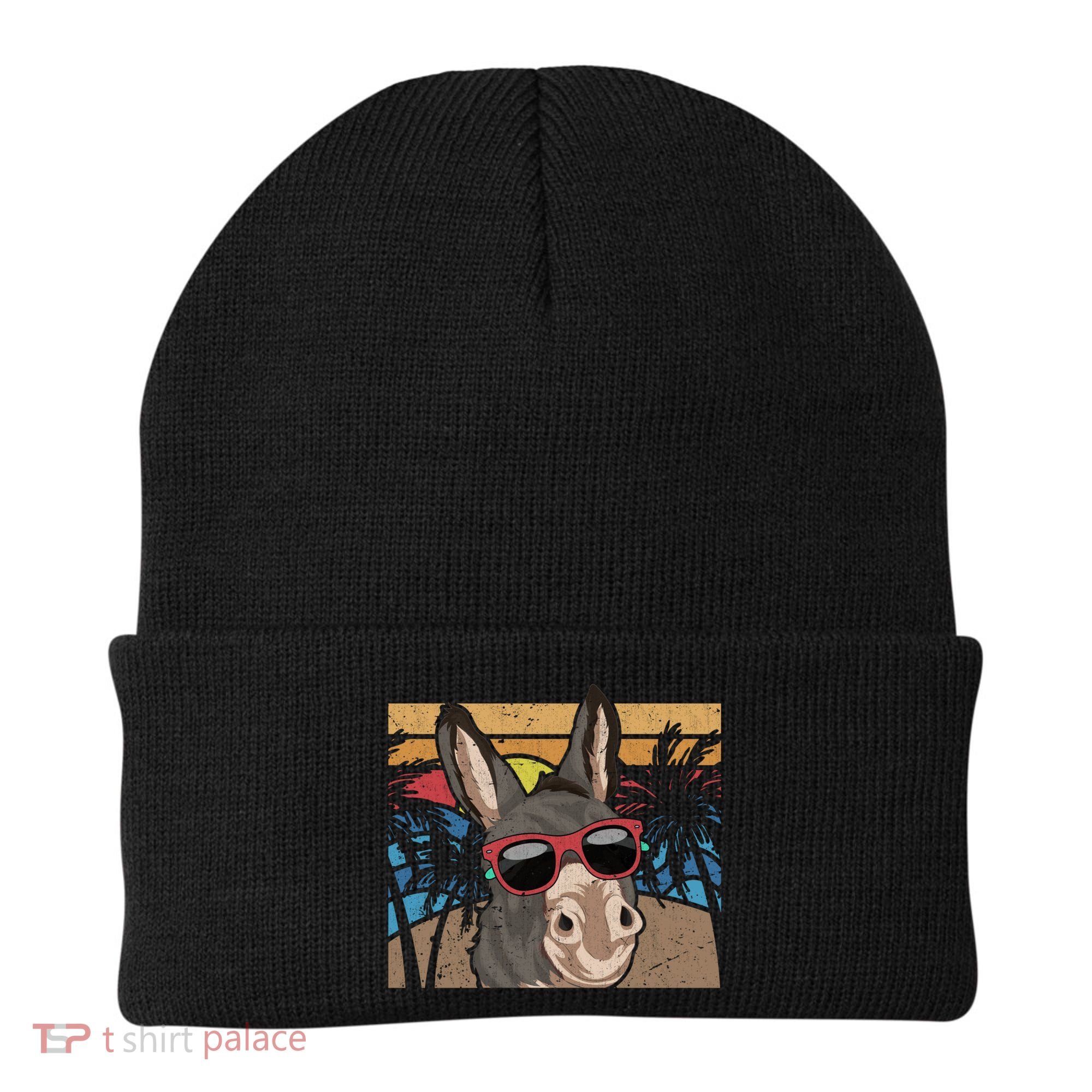 Cool Sunglasses Farm Animal Tropical Retro Donkey Gift Beanie