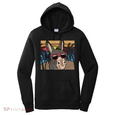 Cool Sunglasses Farm Animal Tropical Retro Donkey Gift Women's Hoodie