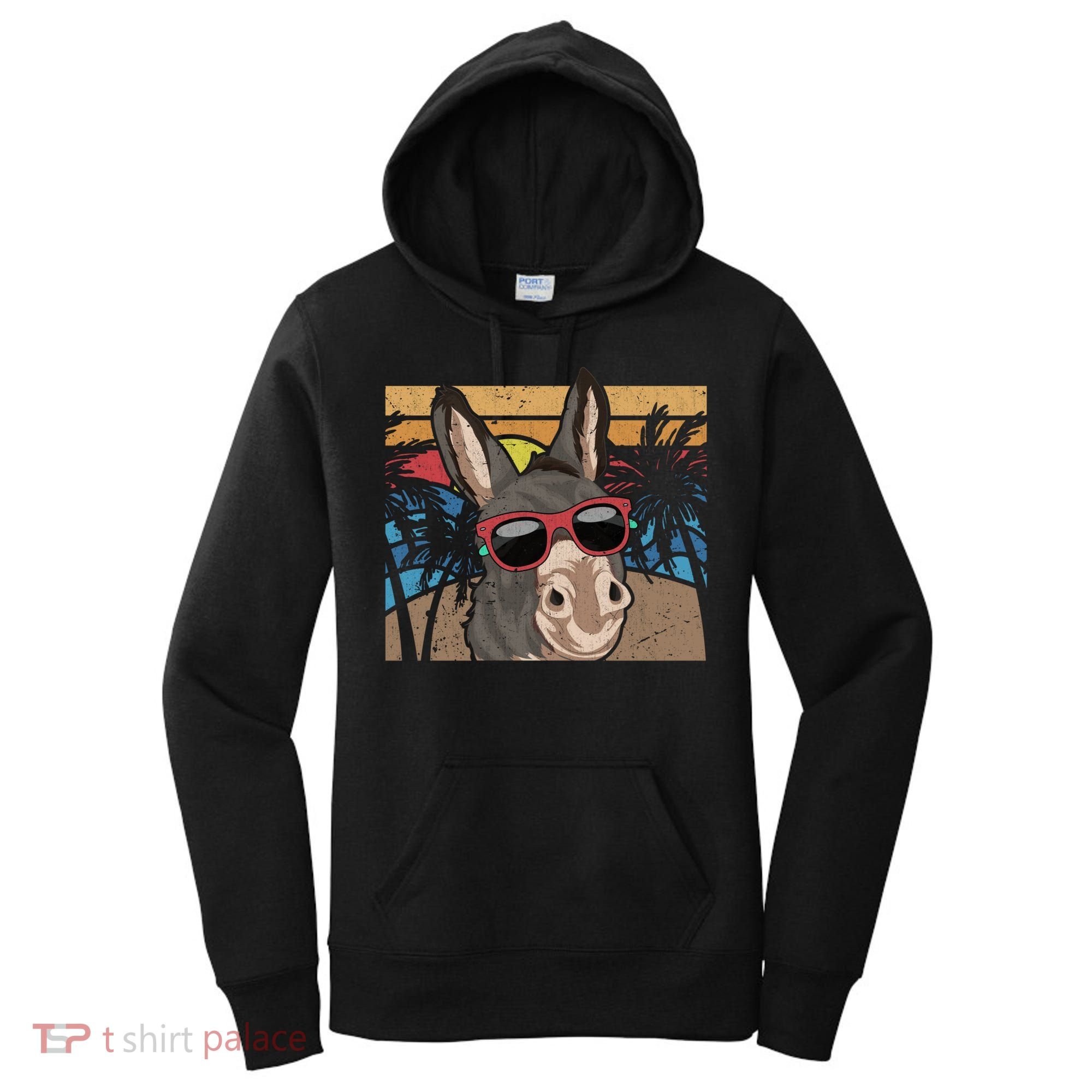 Cool Sunglasses Farm Animal Tropical Retro Donkey Gift Women's Hoodie