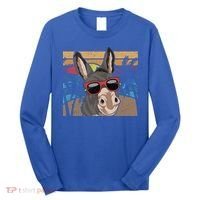 Cool Sunglasses Farm Animal Tropical Retro Donkey Gift Long Sleeve Shirt thumb 0