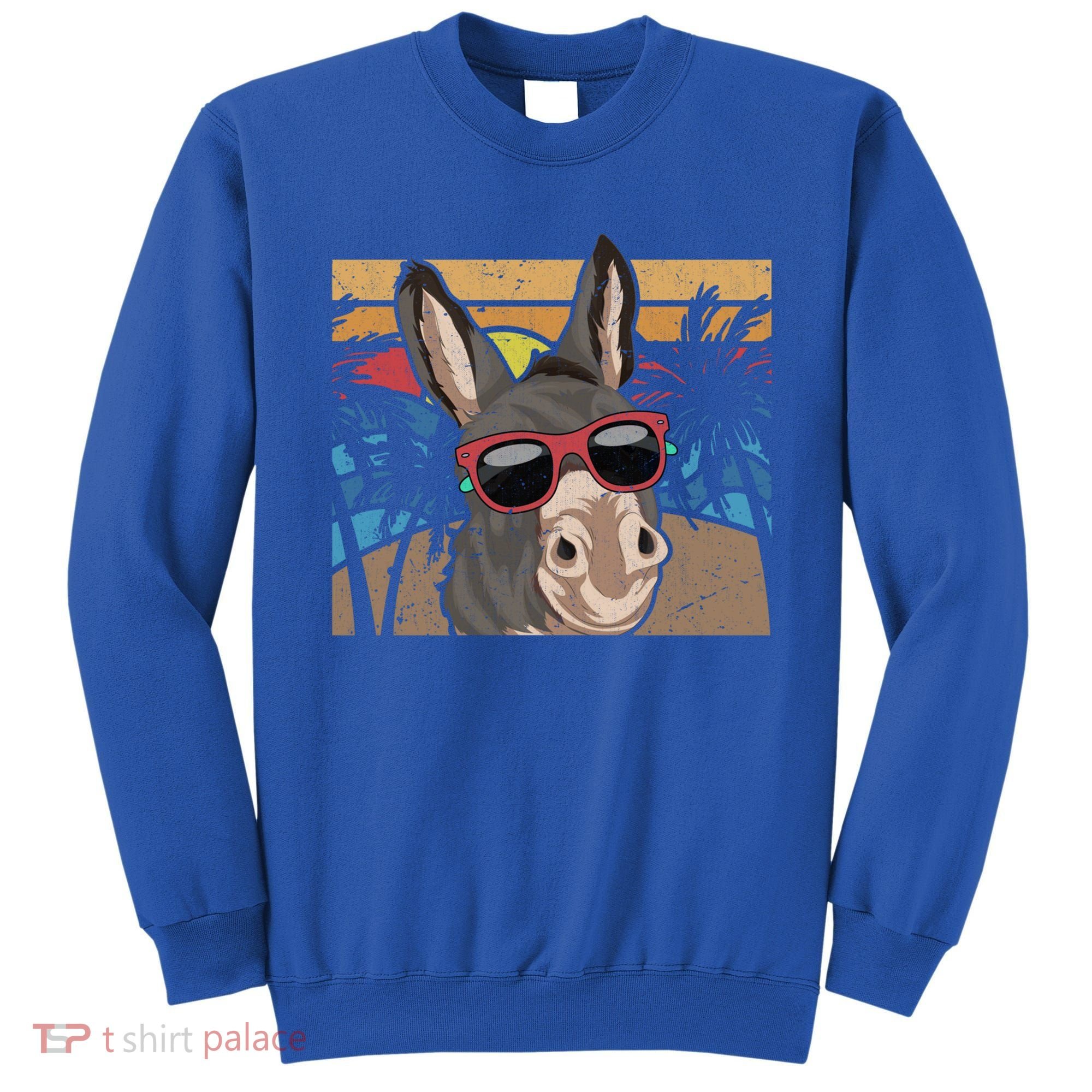 Cool Sunglasses Farm Animal Tropical Retro Donkey Gift Sweatshirt