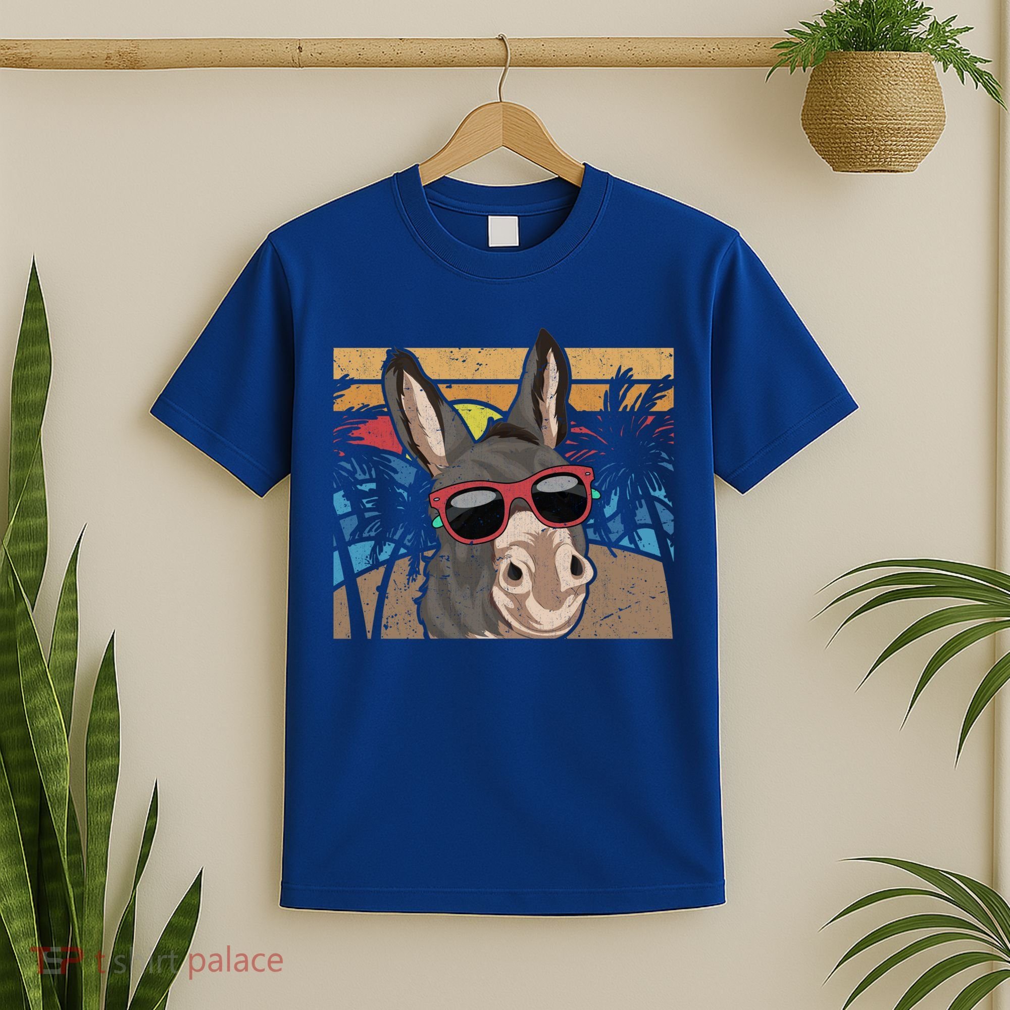 Cool Sunglasses Farm Animal Tropical Retro Donkey Gift T-Shirt