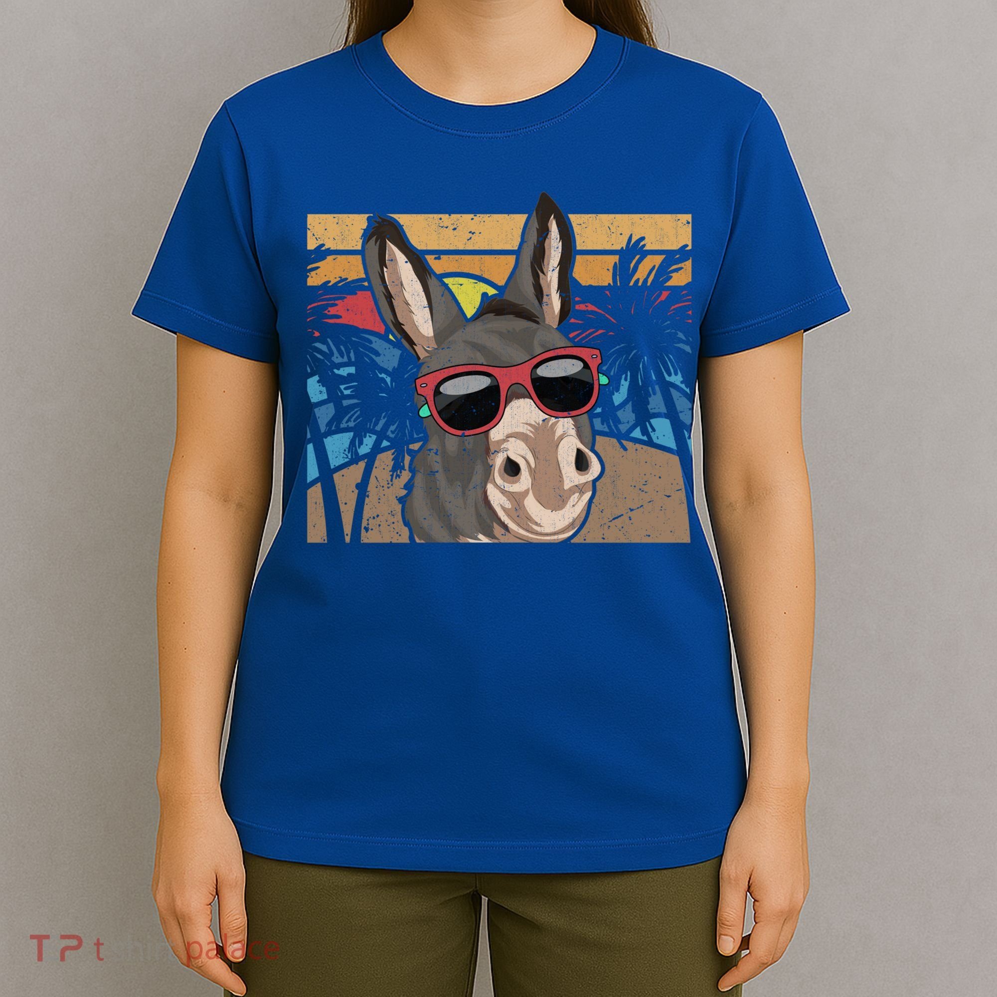 Cool Sunglasses Farm Animal Tropical Retro Donkey Gift T-Shirt