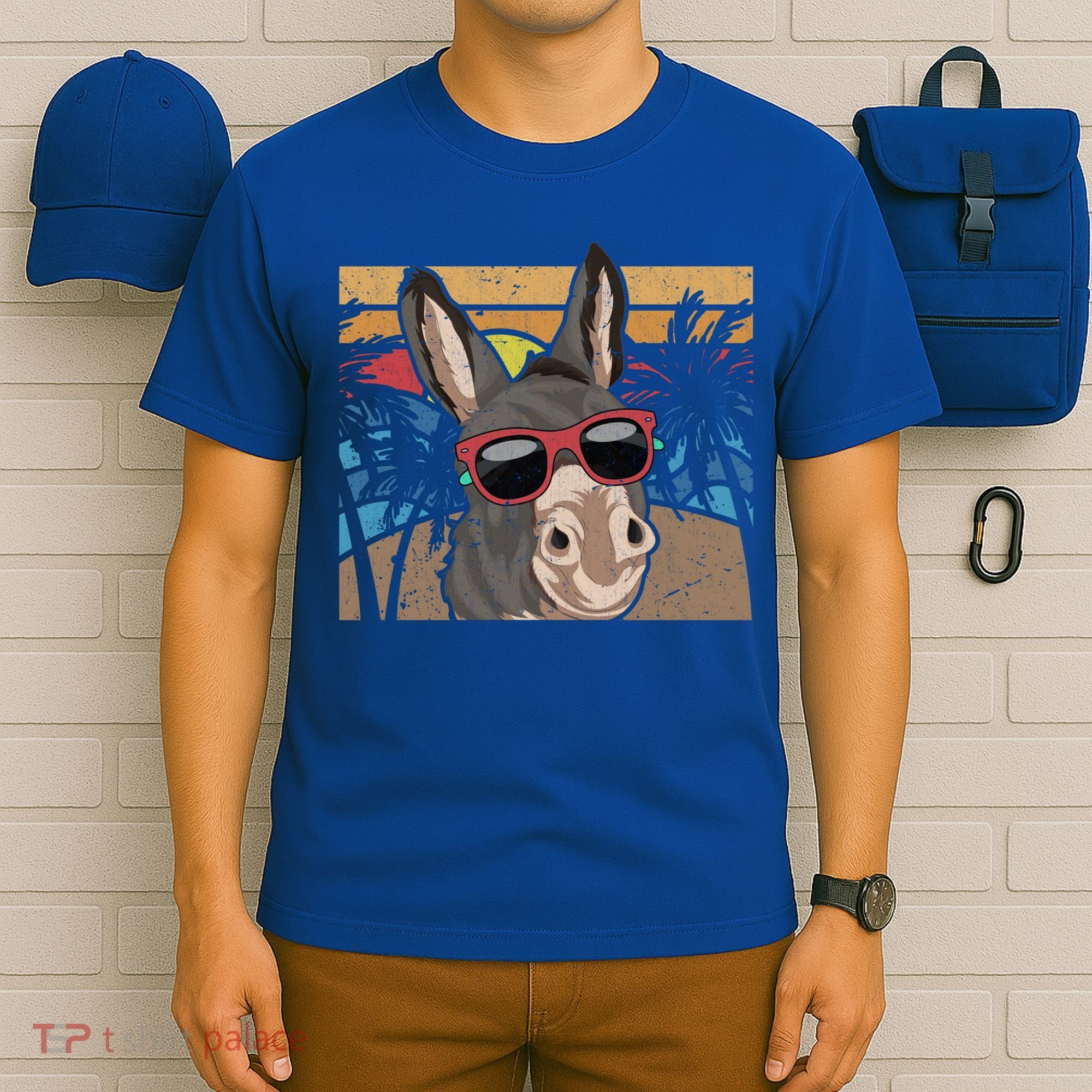 Cool Sunglasses Farm Animal Tropical Retro Donkey Gift T-Shirt