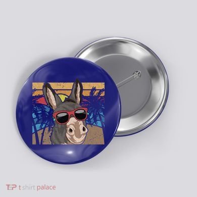 Cool Sunglasses Farm Animal Tropical Retro Donkey Gift Button