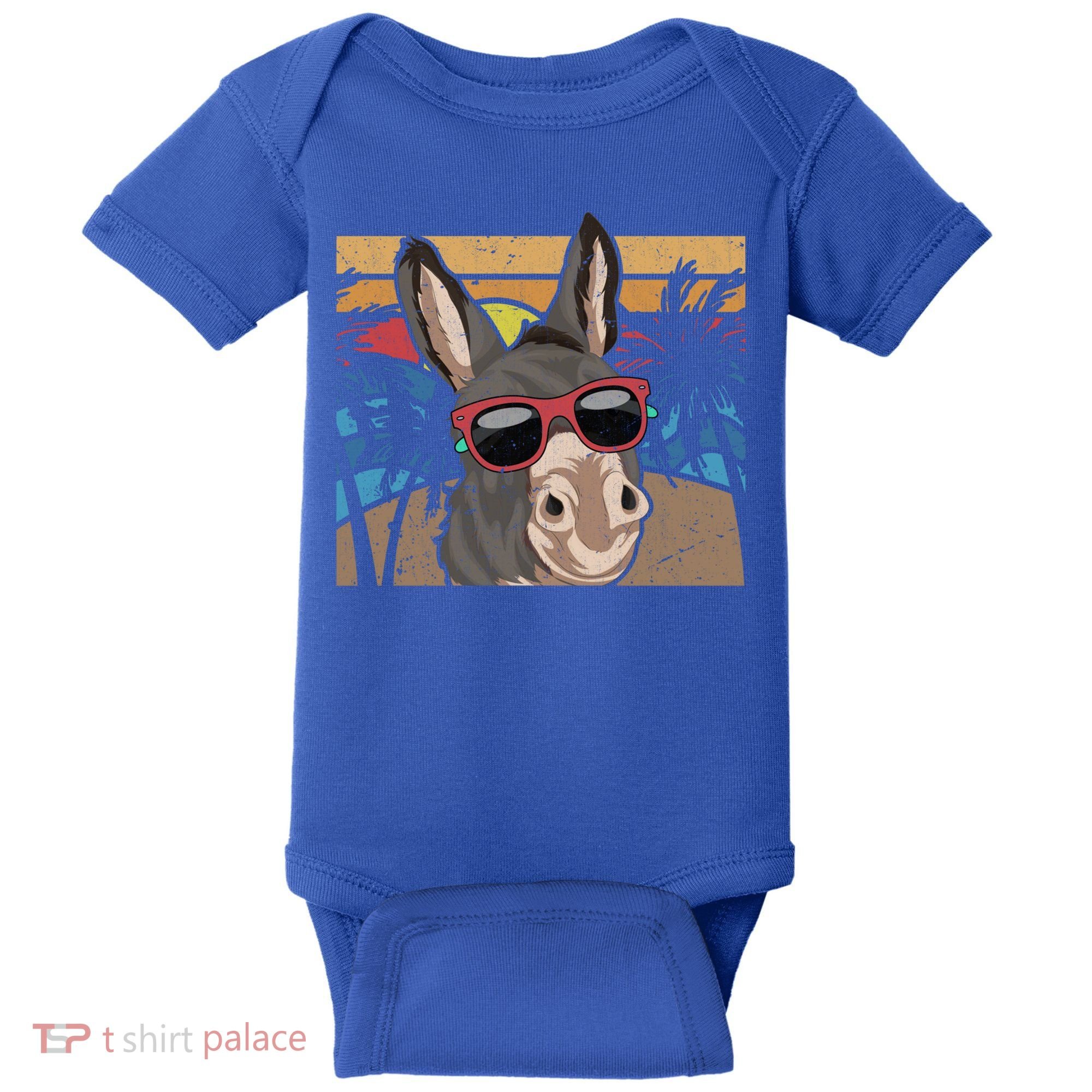 Cool Sunglasses Farm Animal Tropical Retro Donkey Gift Baby Bodysuit