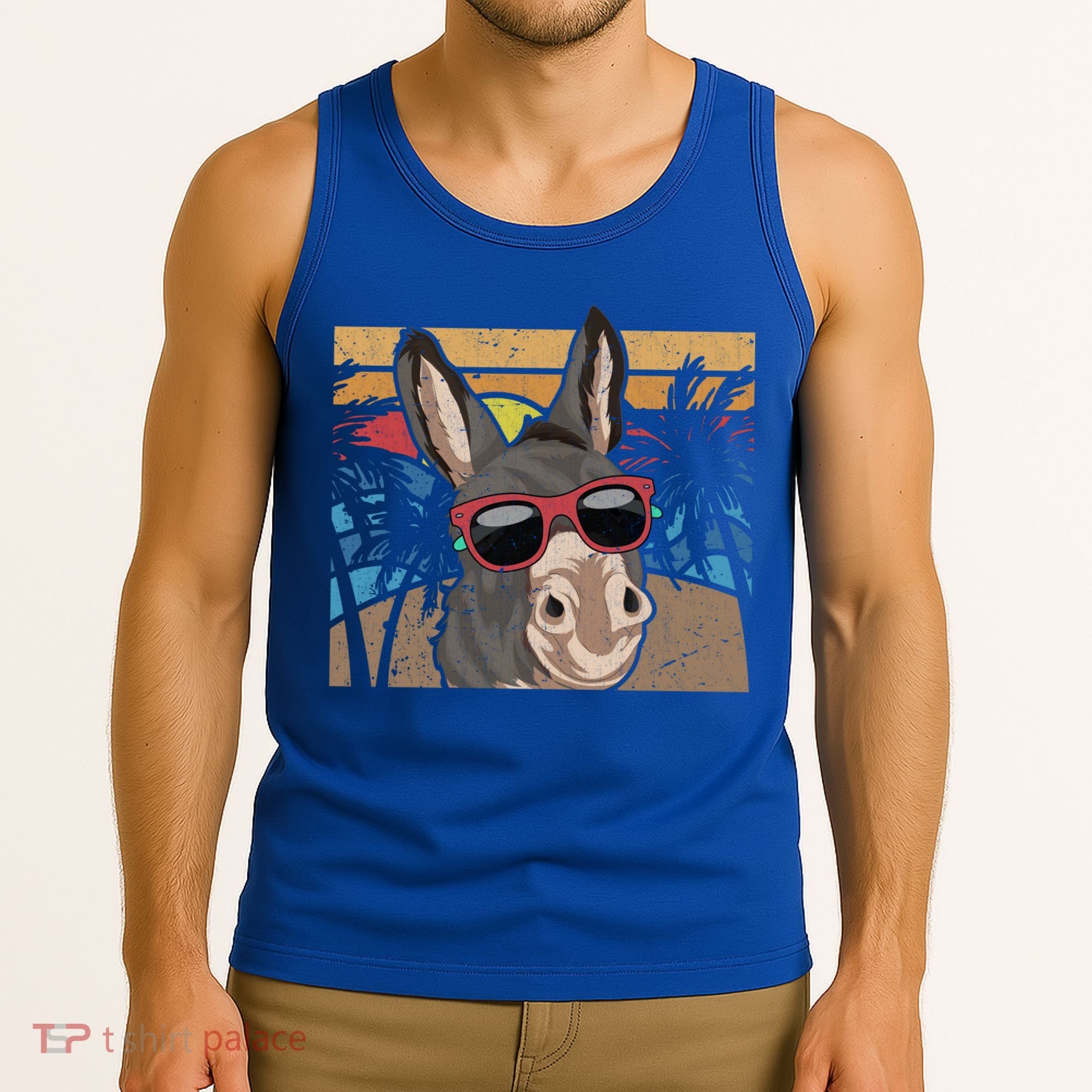 Cool Sunglasses Farm Animal Tropical Retro Donkey Gift Tank Top