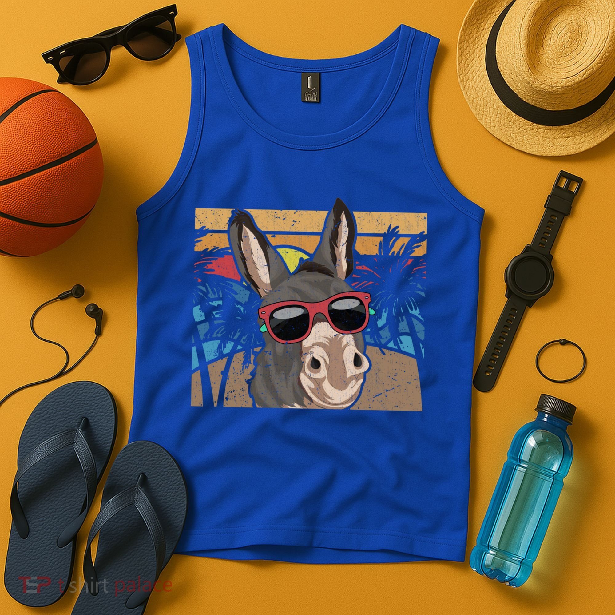 Cool Sunglasses Farm Animal Tropical Retro Donkey Gift Tank Top