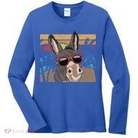 Cool Sunglasses Farm Animal Tropical Retro Donkey Gift Women's Long Sleeve Shirt thumb 0