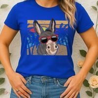 Cool Sunglasses Farm Animal Tropical Retro Donkey Gift Women's T-Shirt thumb 2