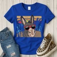 Cool Sunglasses Farm Animal Tropical Retro Donkey Gift Women's T-Shirt thumb 3