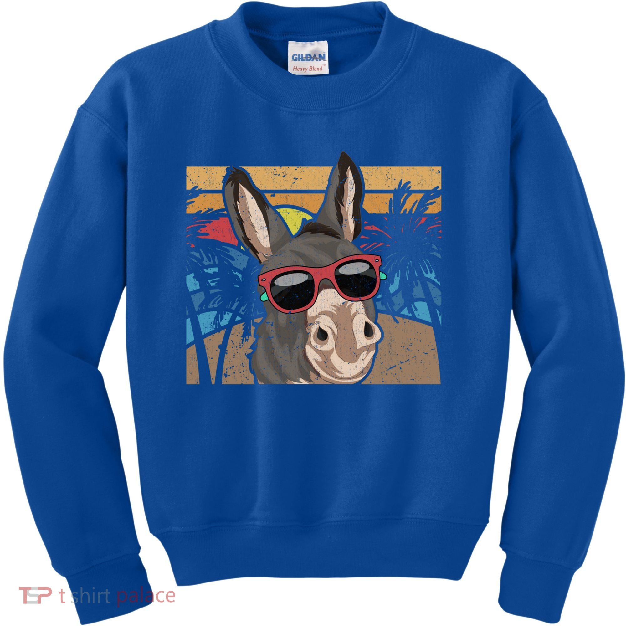 Cool Sunglasses Farm Animal Tropical Retro Donkey Gift Kids Sweatshirt