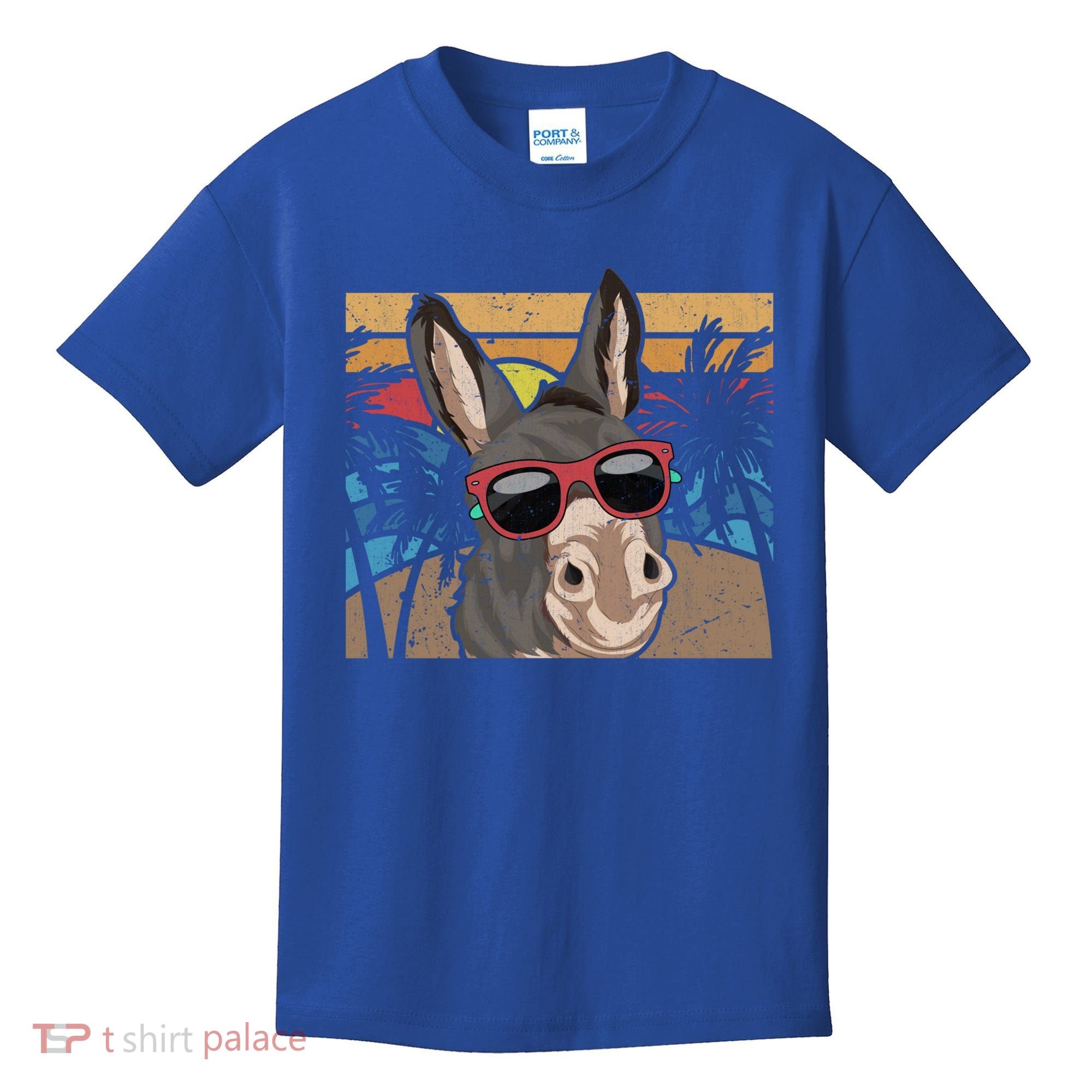 Cool Sunglasses Farm Animal Tropical Retro Donkey Gift Kids T-Shirt