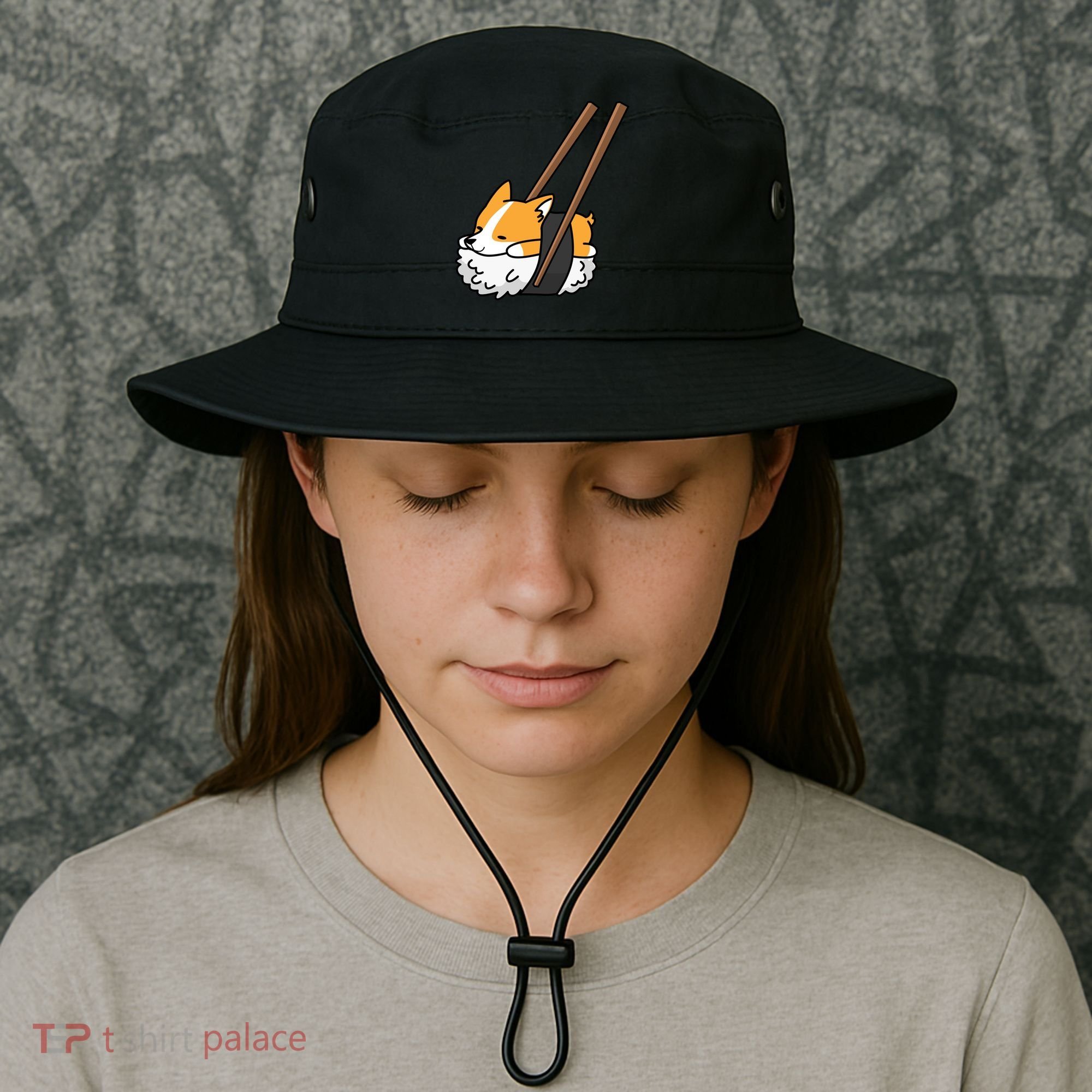 Corgi Sushi Funny Dog Gift Bucket Hat