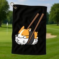 Corgi Sushi Funny Dog Gift Golf Towel thumb 1