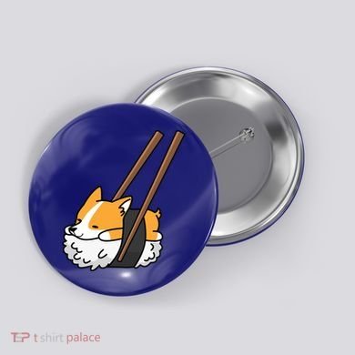 Corgi Sushi Funny Dog Gift Button