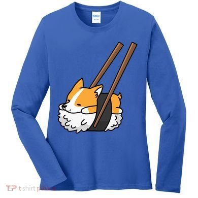 Corgi Sushi Funny Dog Gift Women's Long Sleeve Shirt