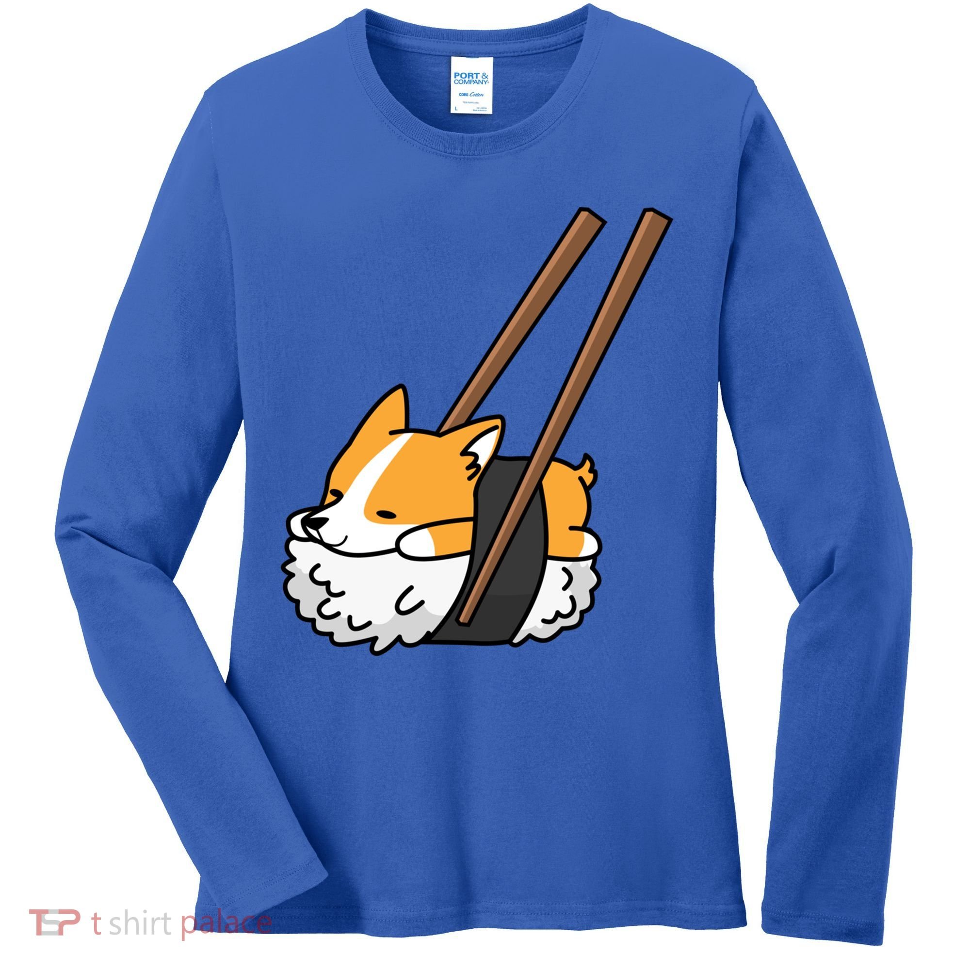 Corgi Sushi Funny Dog Gift Women's Long Sleeve Shirt