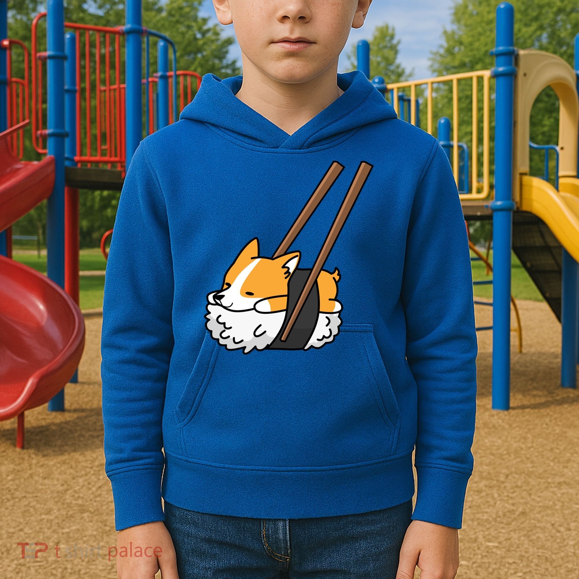 Corgi Sushi Funny Dog Gift Kids Hoodie
