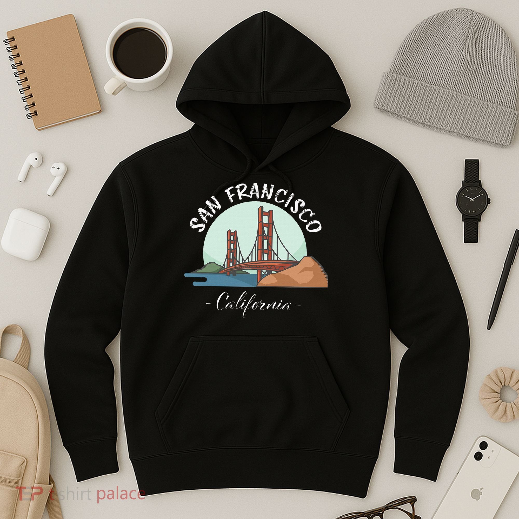 California San Francisco Gift Golden Gate Bridge Souvenir Hoodie
