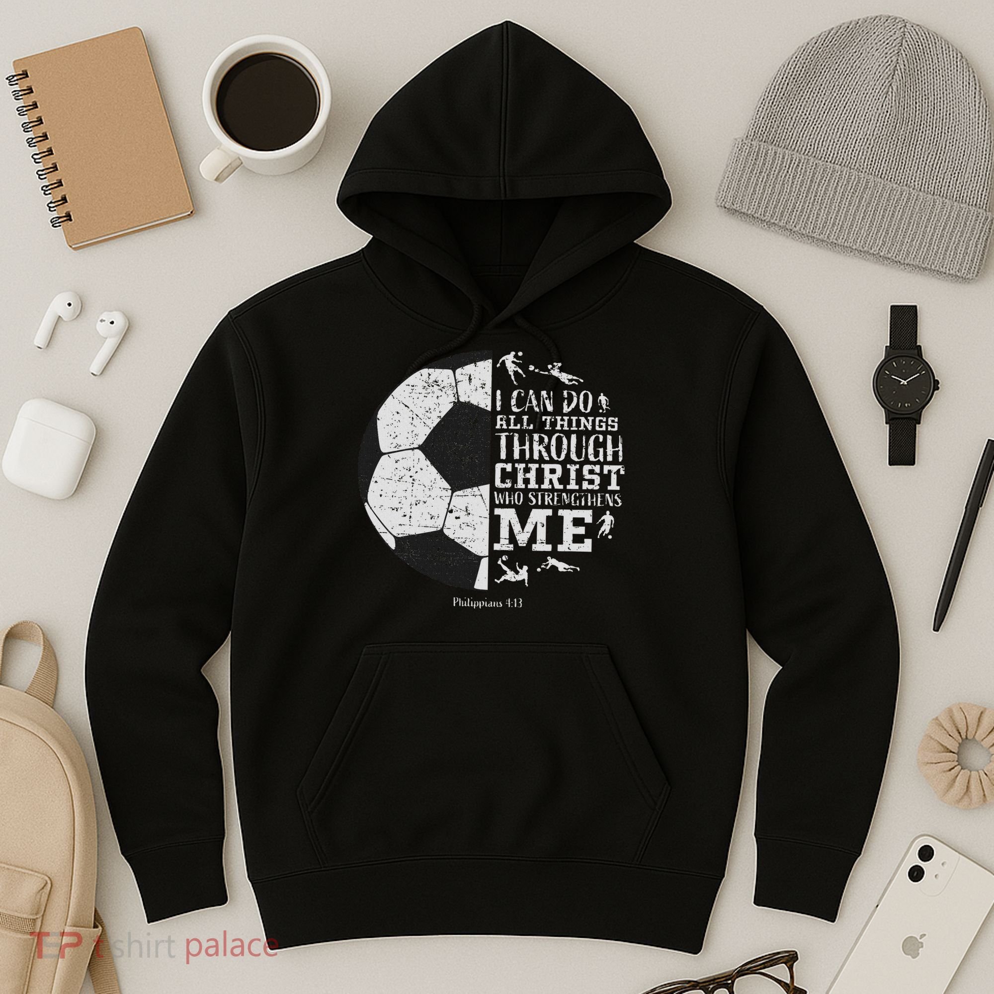 Christian Soccer Faith Bible Verse Philippians 413 Hoodie